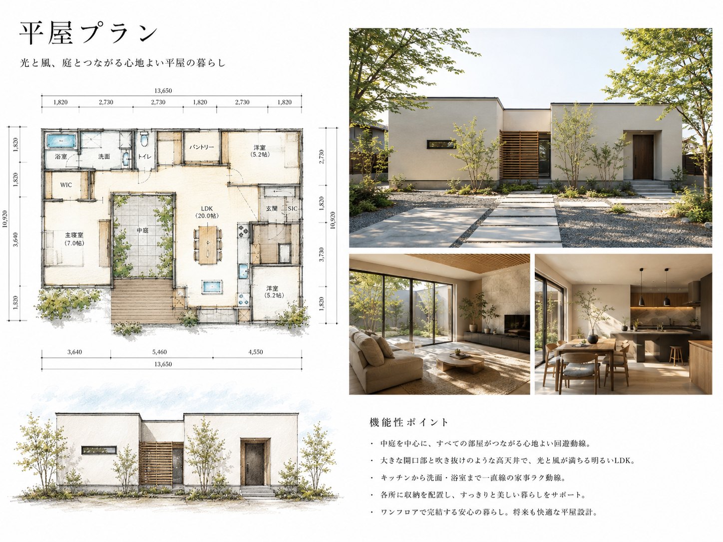 LOFT PLAN ── 上にも広がる平屋の間取り図・立面図(プランシート)|秀光ビルド徳島店